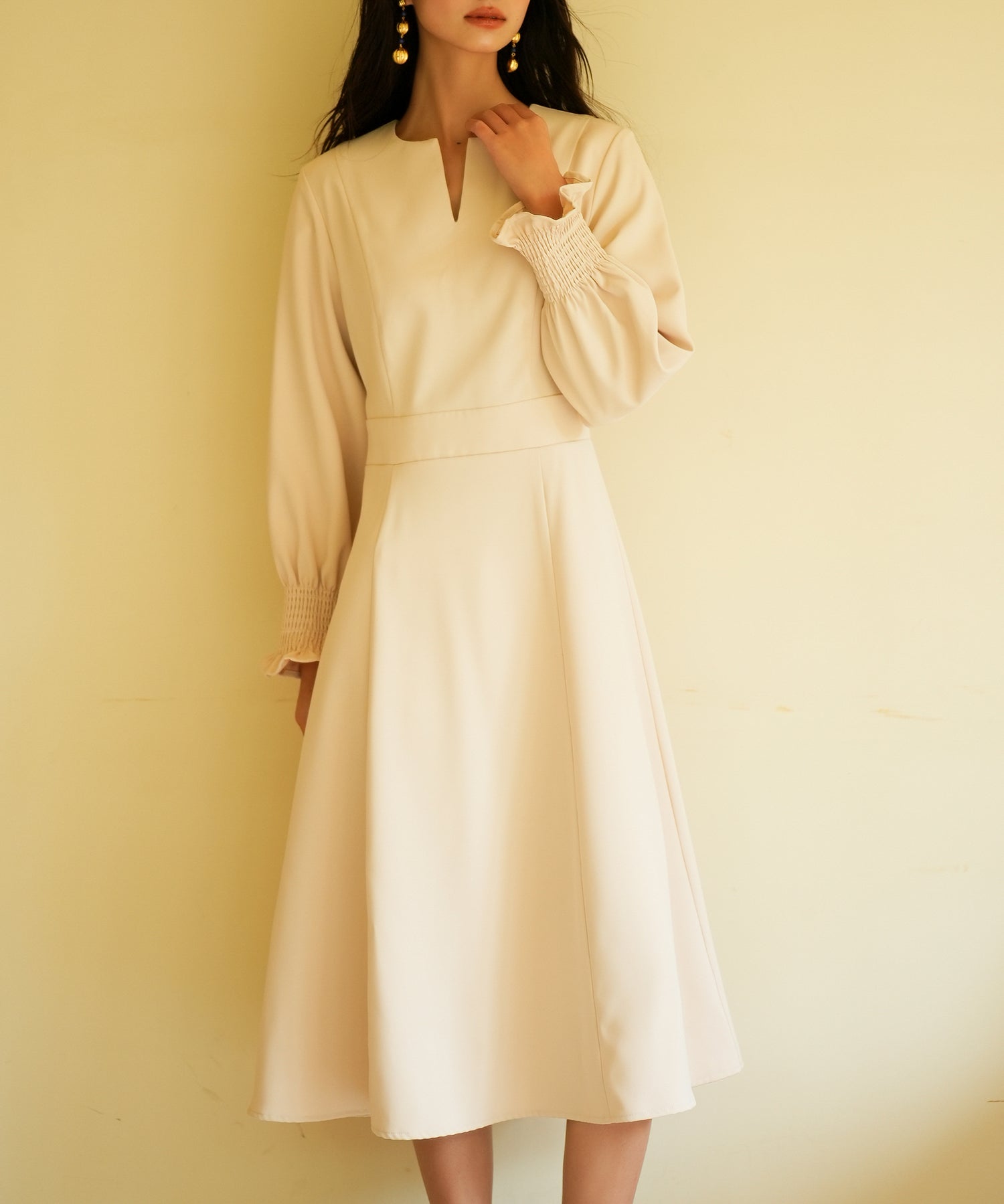 2way配色ケープカラーミモレワンピースsdp0125 ベージュ