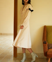 2way配色ケープカラーミモレワンピースsdp0125 ベージュ