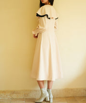 2way配色ケープカラーミモレワンピースsdp0125 ベージュ