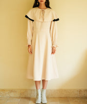 2way配色ケープカラーミモレワンピースsdp0125 ベージュ