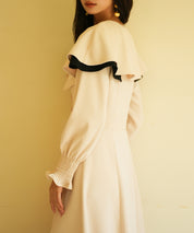 2way配色ケープカラーミモレワンピースsdp0125 ベージュ