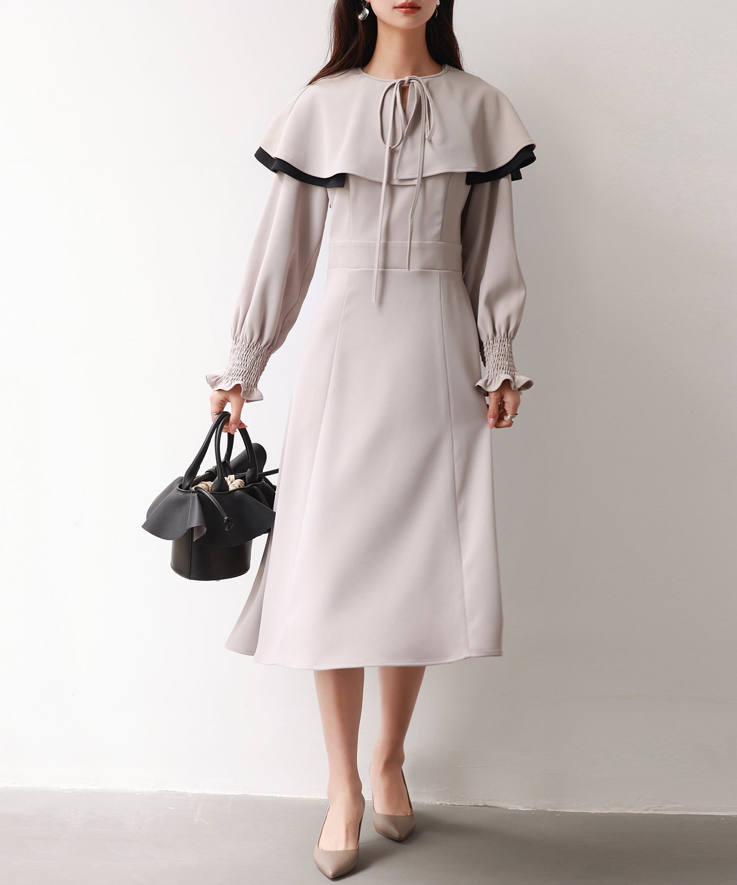 2way配色ケープカラーミモレワンピースsdp0125-102-49