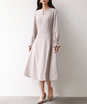 2way配色ケープカラーミモレワンピースsdp0125 サンドベージュ