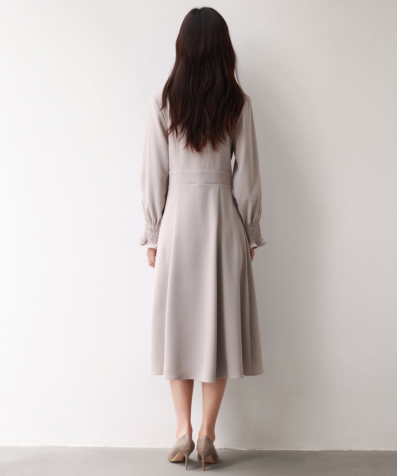 2way配色ケープカラーミモレワンピースsdp0125 サンドベージュ