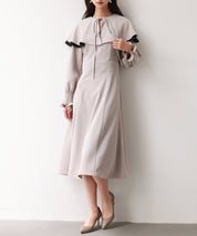 2way配色ケープカラーミモレワンピースsdp0125 サンドベージュ