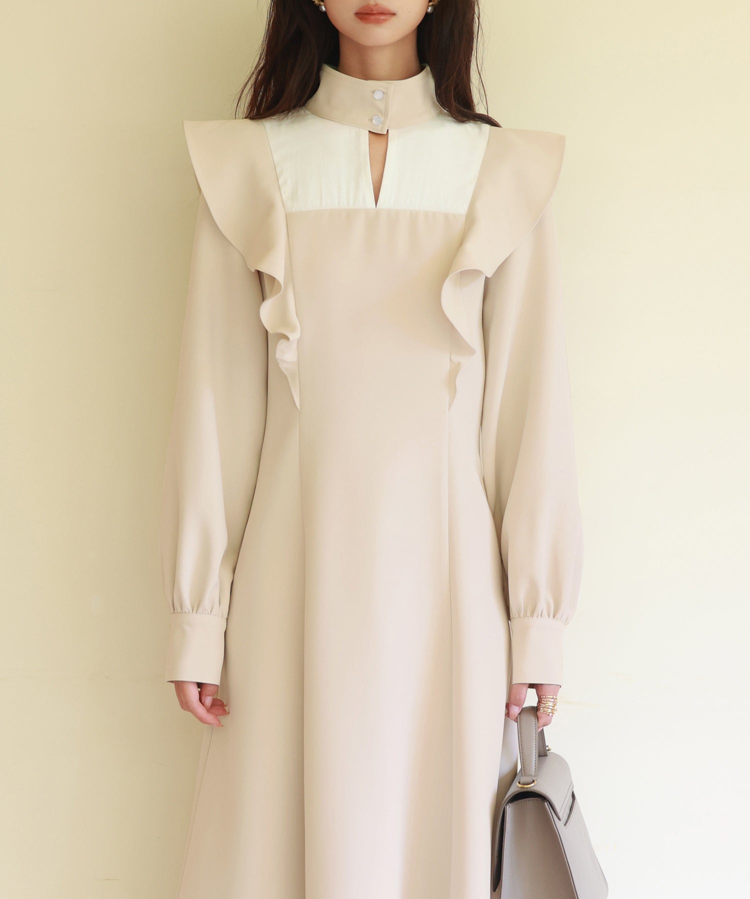 ビッグフリルAラインワンピースsdp0129 アイボリー