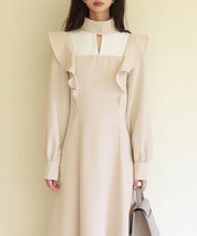 ビッグフリルAラインワンピースsdp0129 アイボリー