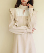 ビッグフリルAラインワンピースsdp0129 アイボリー