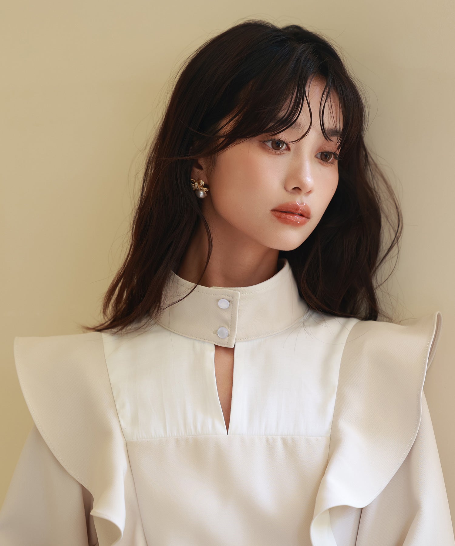 ビッグフリルAラインワンピースsdp0129 アイボリー