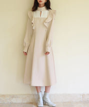 ビッグフリルAラインワンピースsdp0129 アイボリー