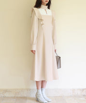 ビッグフリルAラインワンピースsdp0129 アイボリー