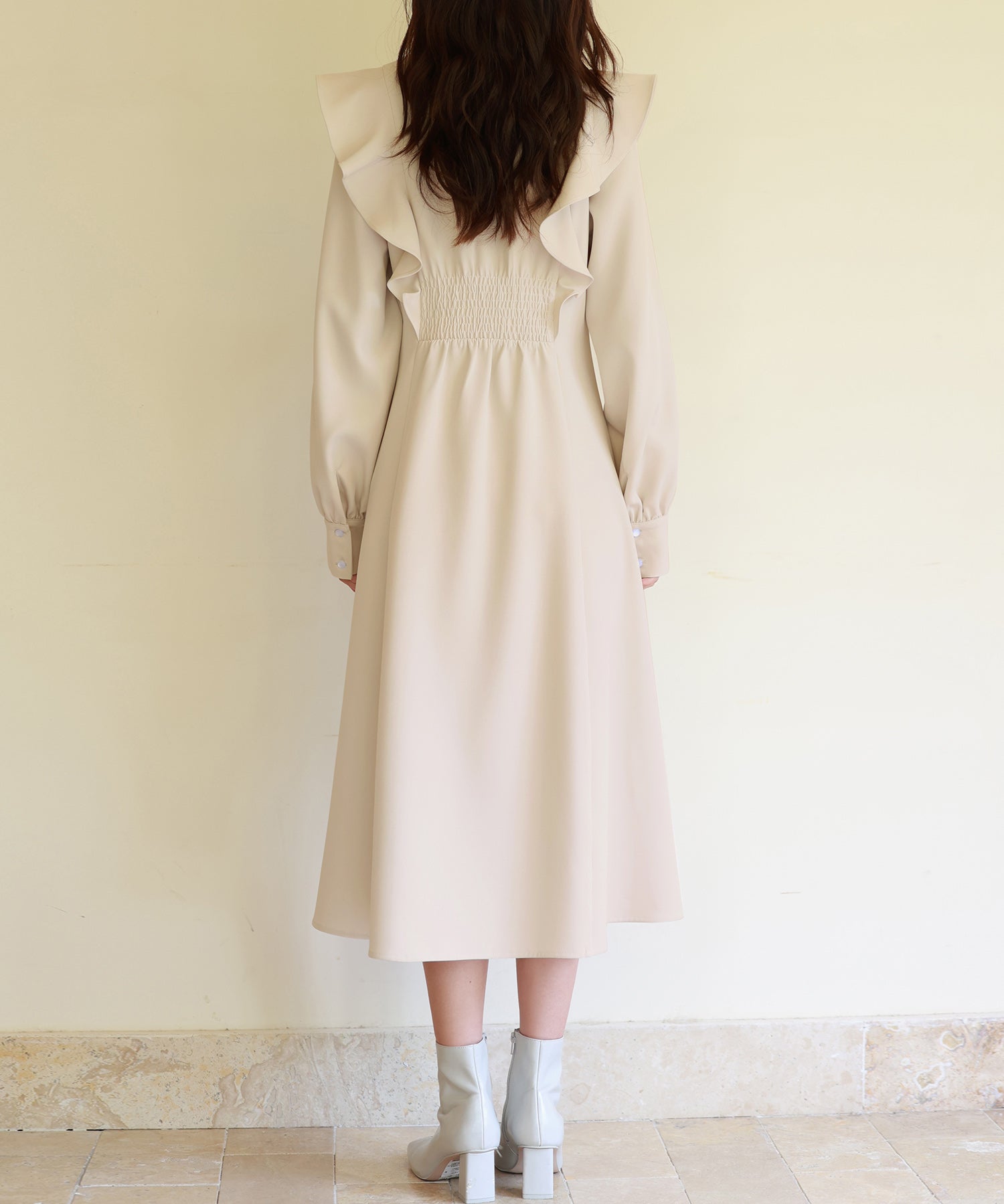 ビッグフリルAラインワンピースsdp0129 アイボリー