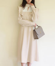 ビッグフリルAラインワンピースsdp0129 アイボリー