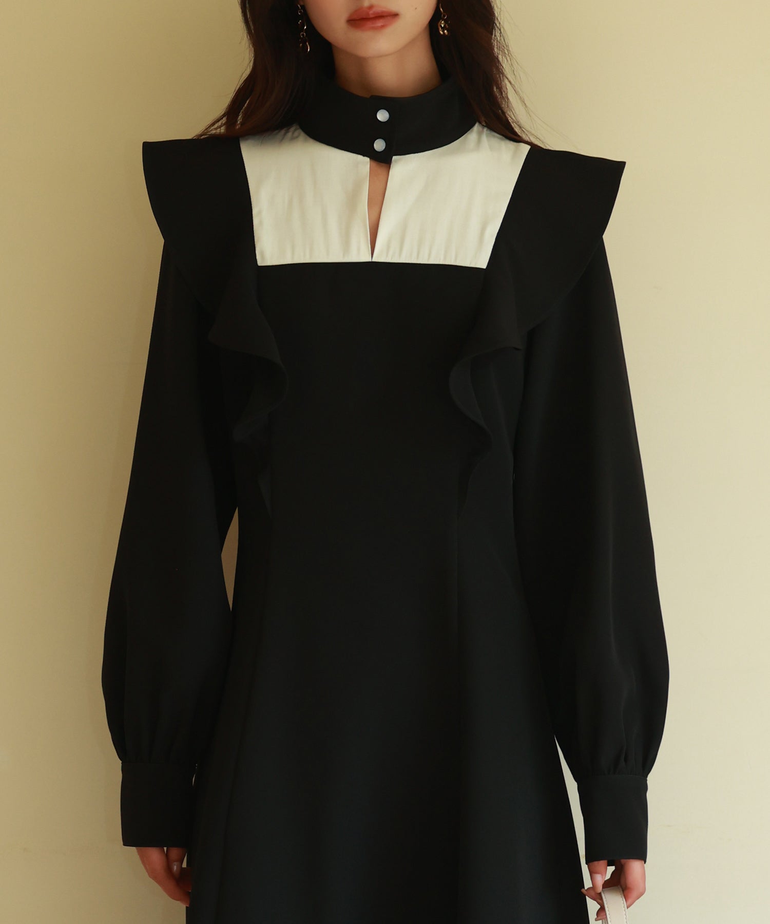 ビッグフリルAラインワンピースsdp0129 ブラック