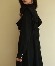ビッグフリルAラインワンピースsdp0129 ブラック