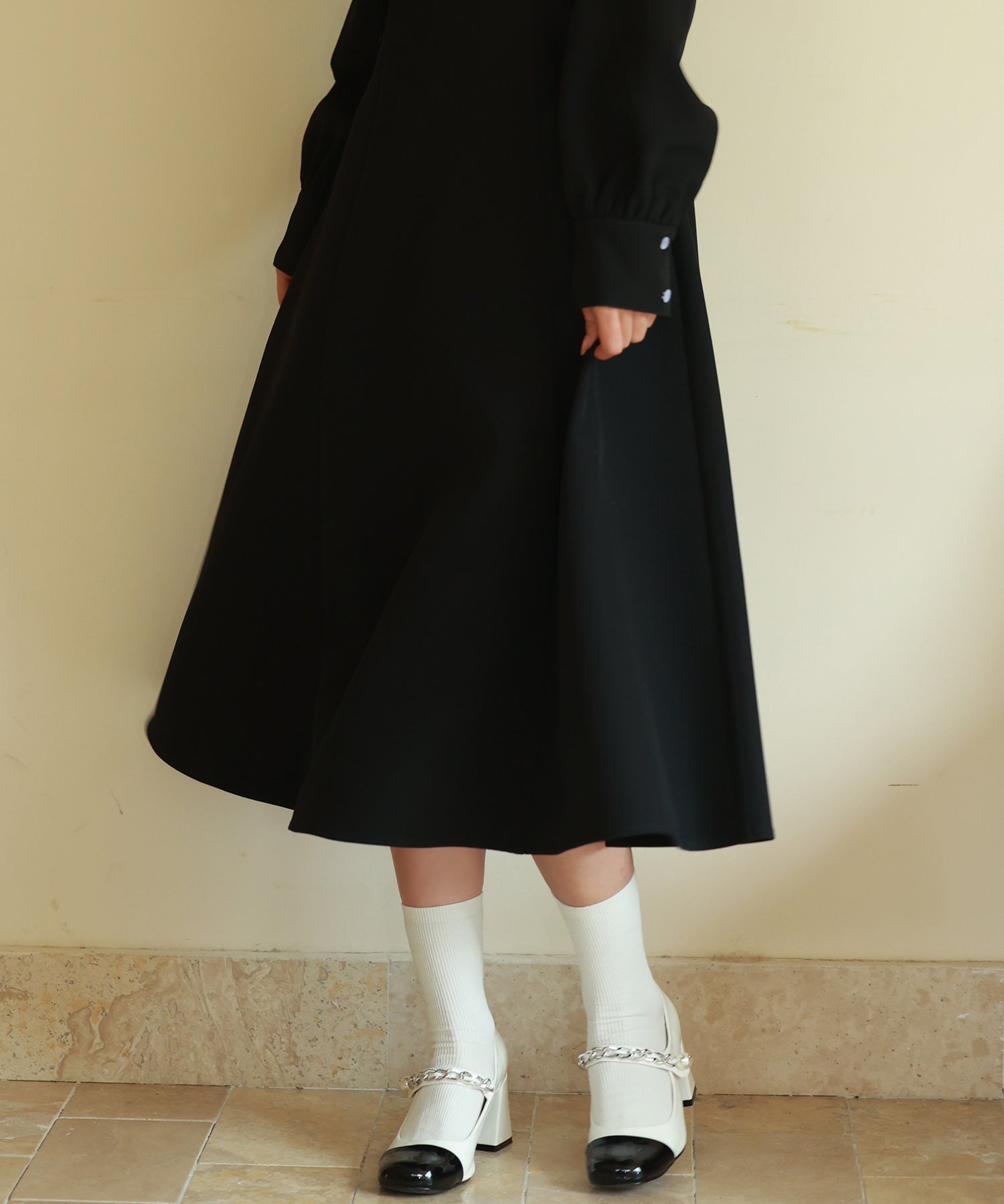 ビッグフリルAラインワンピースsdp0129 ブラック