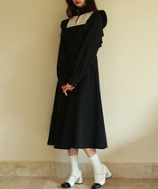 ビッグフリルAラインワンピースsdp0129 ブラック