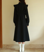 ビッグフリルAラインワンピースsdp0129 ブラック