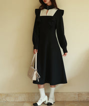 ビッグフリルAラインワンピースsdp0129 ブラック