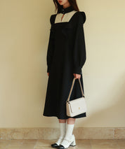 ビッグフリルAラインワンピースsdp0129 ブラック