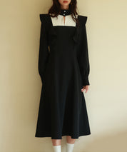 ビッグフリルAラインワンピースsdp0129 ブラック