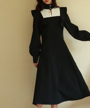 ビッグフリルAラインワンピースsdp0129 ブラック