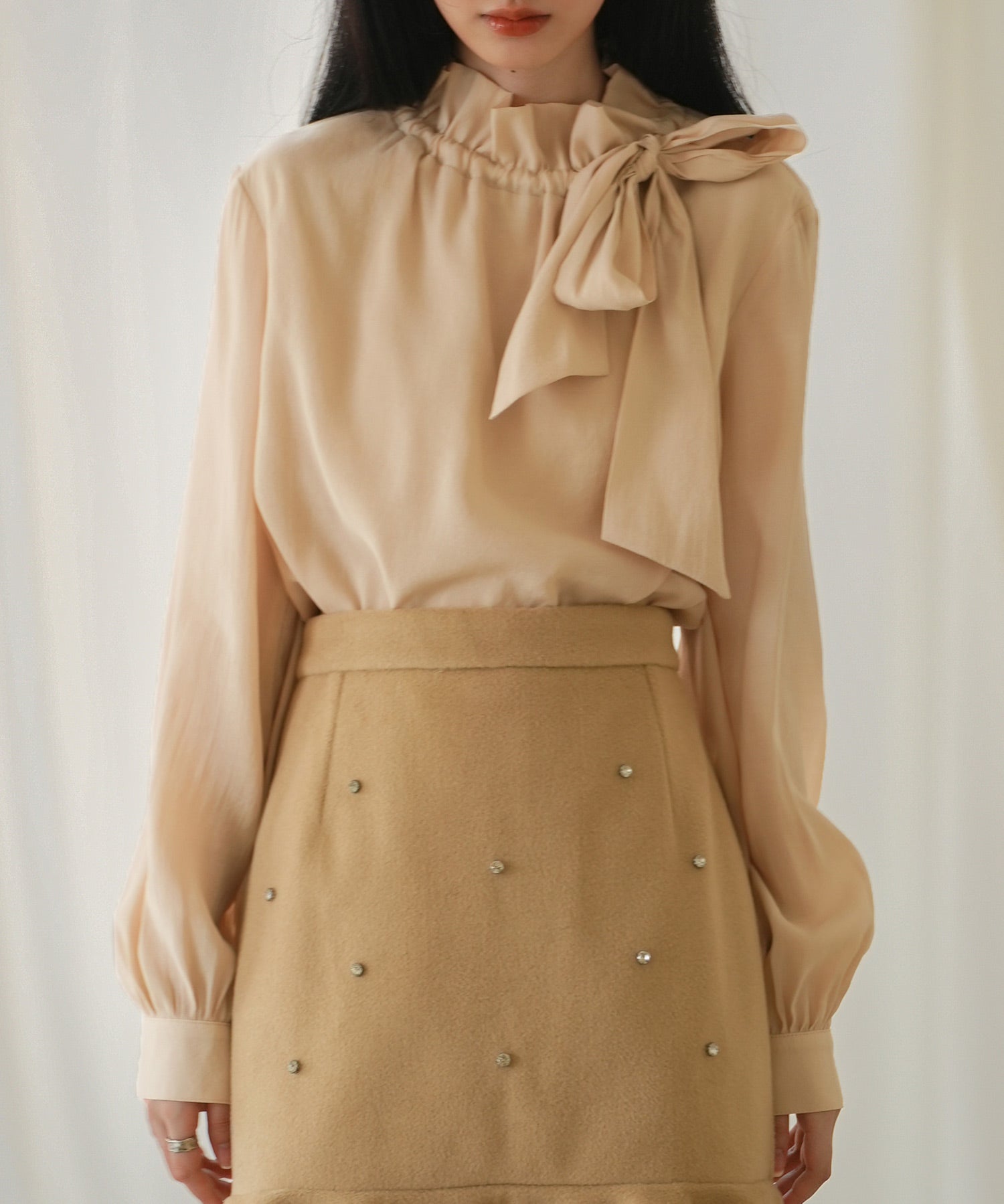 フリルリボンタイワッシャーブラウスsdp0132-102-14