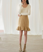 ビジュー付き台形ミニスカートsdp0142 ライトブラウン