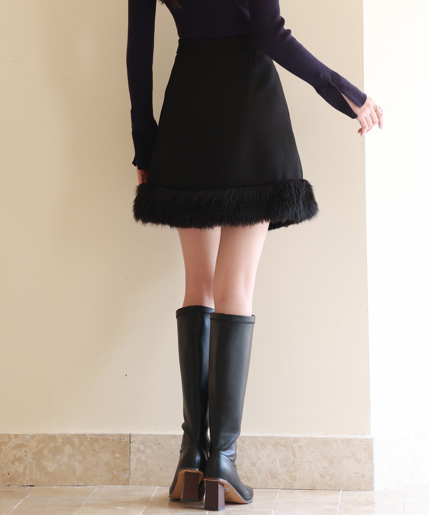 裾ファーハイウエストミニスカートsdp0145