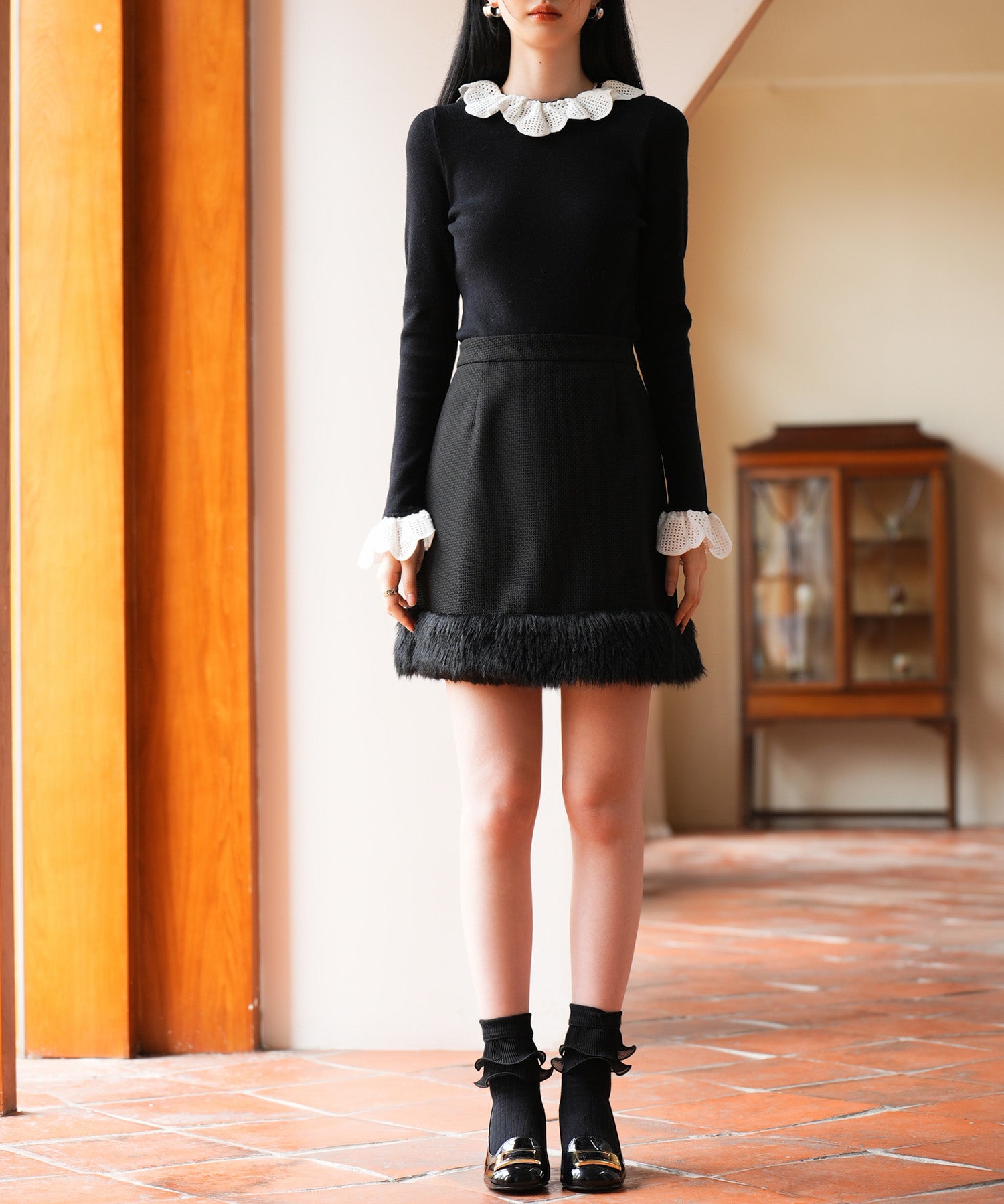 裾ファーハイウエストミニスカートsdp0145