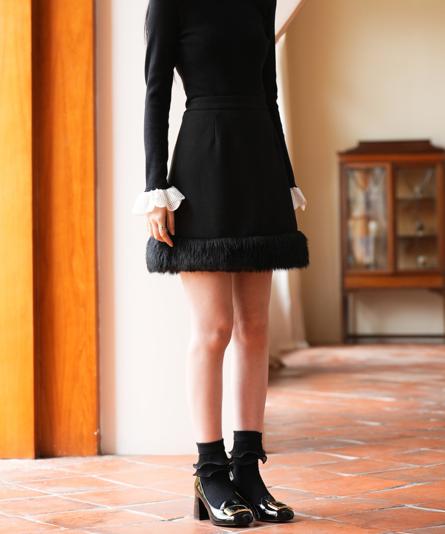 裾ファーハイウエストミニスカートsdp0145