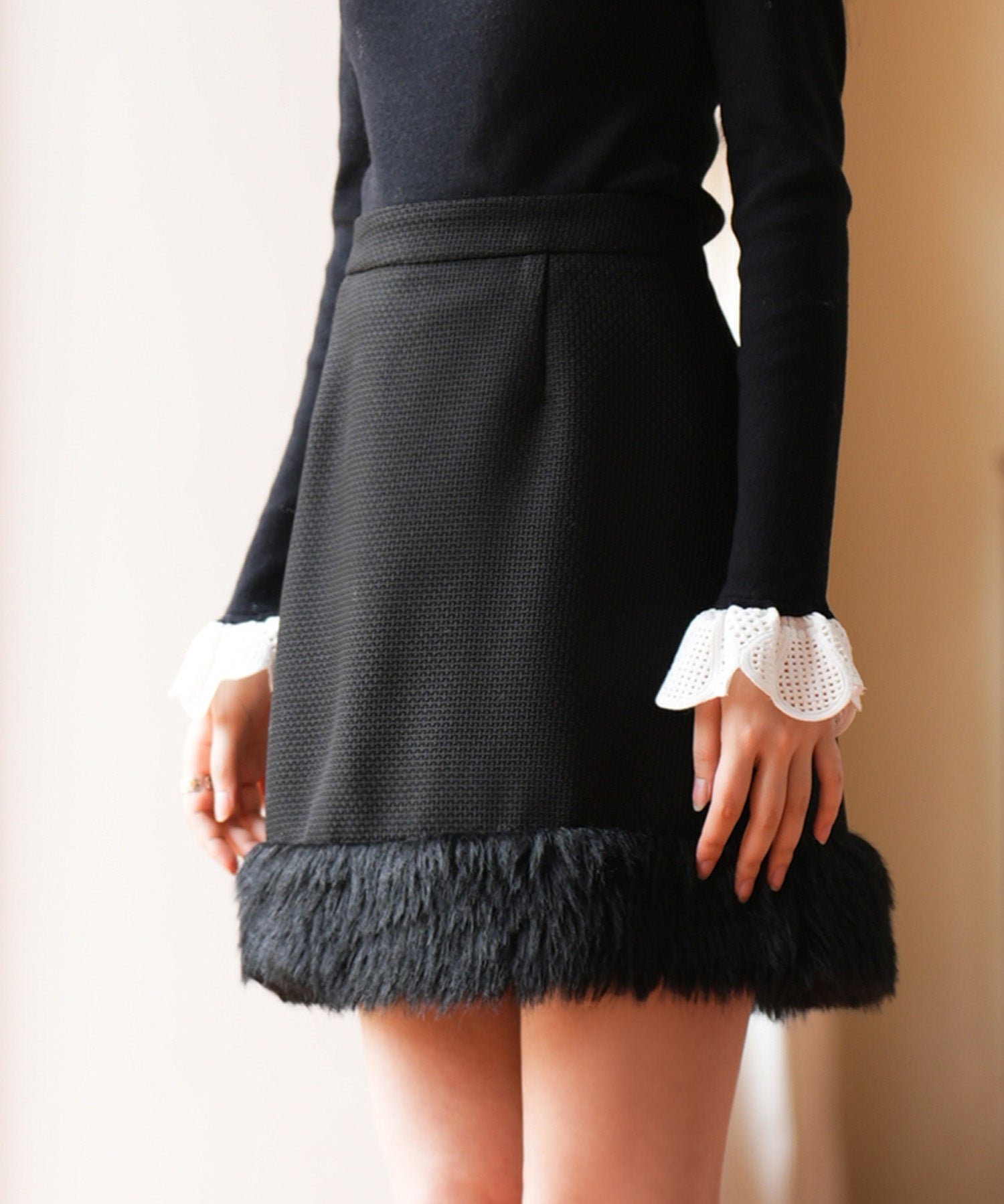 裾ファーハイウエストミニスカートsdp0145