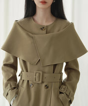 ケープ風ミモレ丈トレンチコートsdp0147 ブラウン