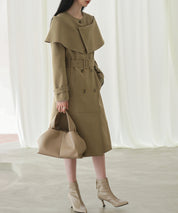 ケープ風ミモレ丈トレンチコートsdp0147 ブラウン