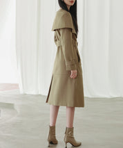 ケープ風ミモレ丈トレンチコートsdp0147 ブラウン