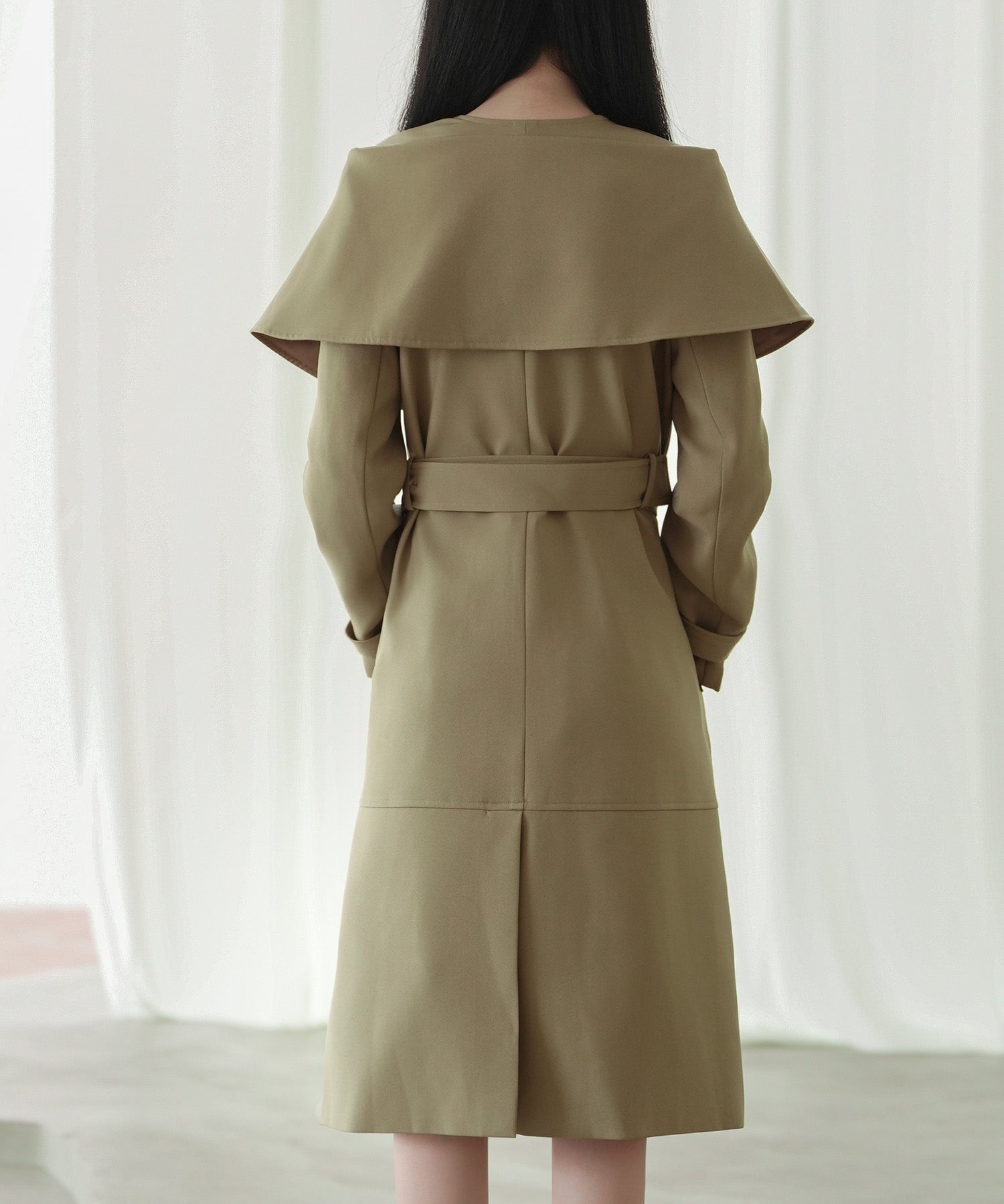 ケープ風ミモレ丈トレンチコートsdp0147 ブラウン