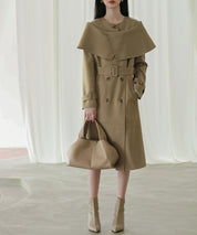 ケープ風ミモレ丈トレンチコートsdp0147 ブラウン