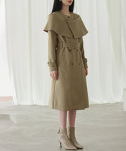 ケープ風ミモレ丈トレンチコートsdp0147 ブラウン