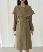 ケープ風ミモレ丈トレンチコートsdp0147 ブラウン