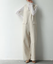 深Vネックツイードオールインワンsdp0150 ベージュ