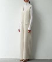 深Vネックツイードオールインワンsdp0150 ベージュ