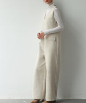 深Vネックツイードオールインワンsdp0150 ベージュ