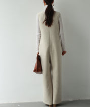 深Vネックツイードオールインワンsdp0150 ベージュ