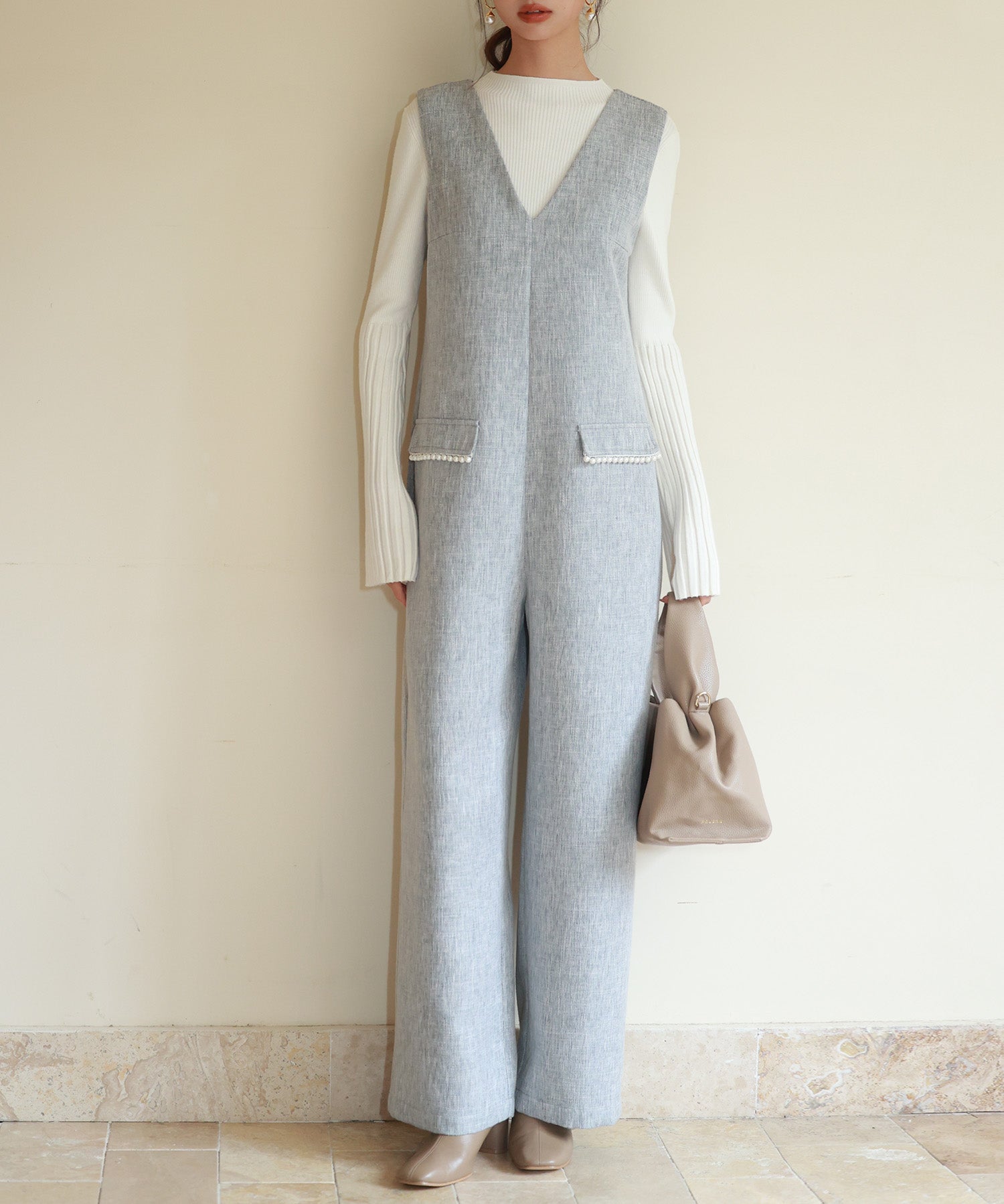 深Vネックツイードオールインワンsdp0150-102-18