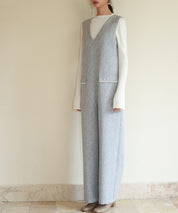 深Vネックツイードオールインワンsdp0150 グレー