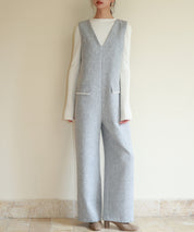 深Vネックツイードオールインワンsdp0150 グレー