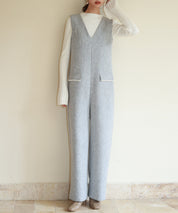 深Vネックツイードオールインワンsdp0150 グレー