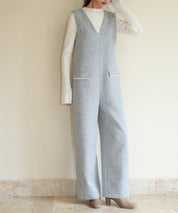 深Vネックツイードオールインワンsdp0150 グレー