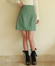 チェック柄ハイウエストミニスカートsdp0153 グリーン