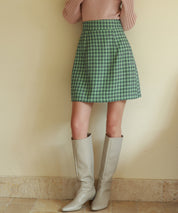 チェック柄ハイウエストミニスカートsdp0153 グリーン